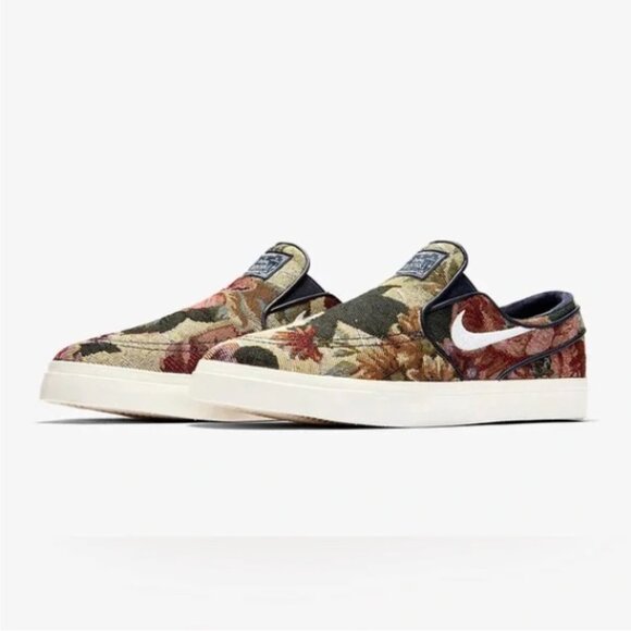 Nike Stefan Janoski Floral Tapestry Slip-On Shoes Rare Style Flats Size 5.5 Mens - Picture 2 of 15
